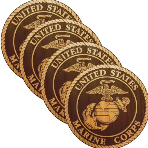 7.62 Design - Holzuntersetzer USMC Wood Coaster 4er Set