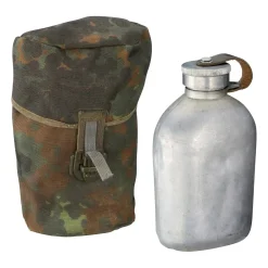 Bundeswehr Original - BW Feldflasche Aluminium mit Hülle tarn gebraucht