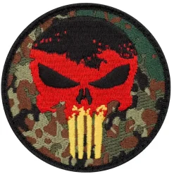 Café Viereck - Patch Punisher Skull tarn schwarz rot goldfarben