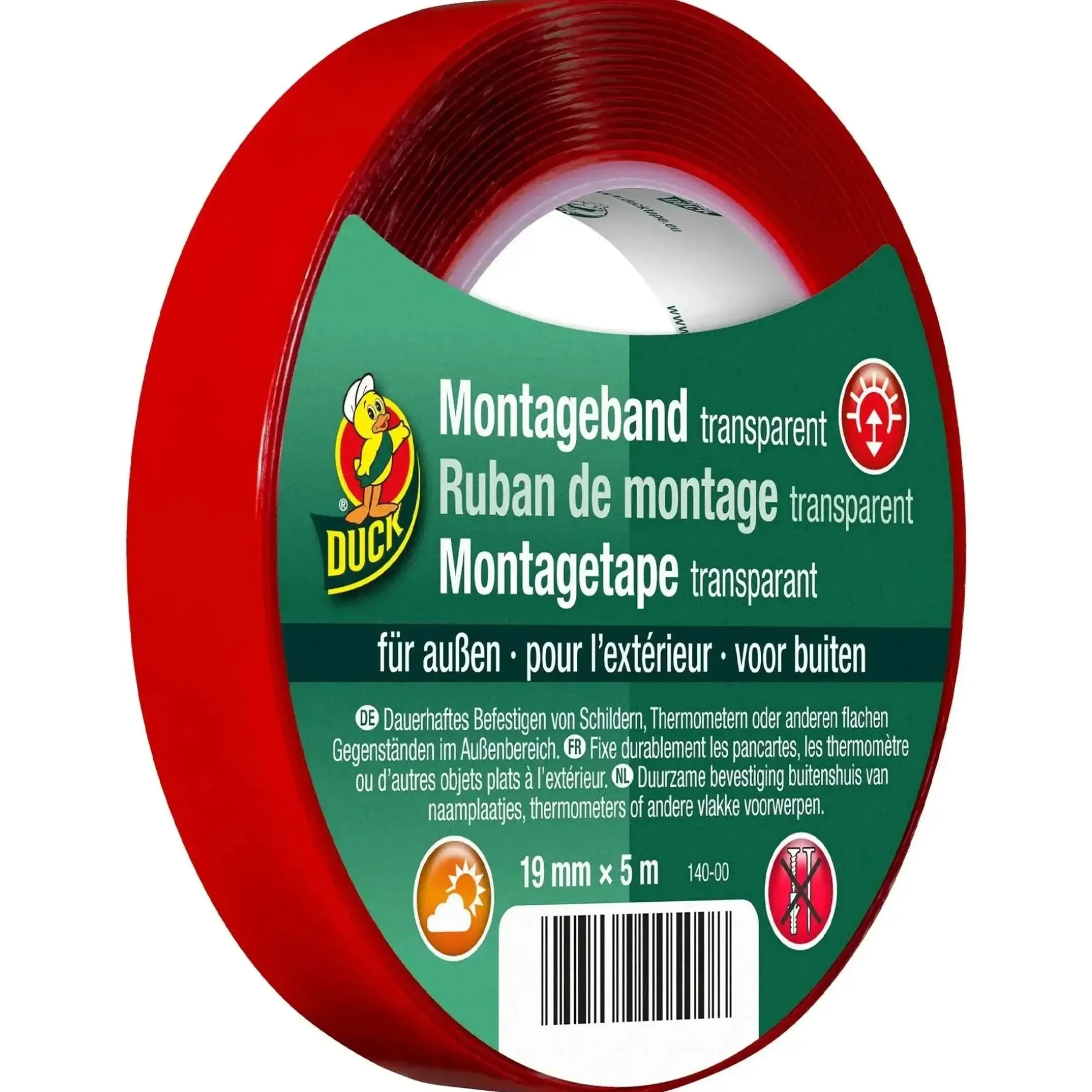 Duck Tape - Montageband Außen 19 mm x 5 m transparent