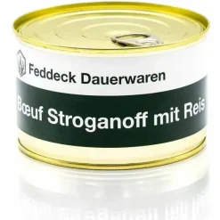 Feddeck Dauerwaren - Fertiggericht Dose Boeuf Stroganoff mit Reis 400 g