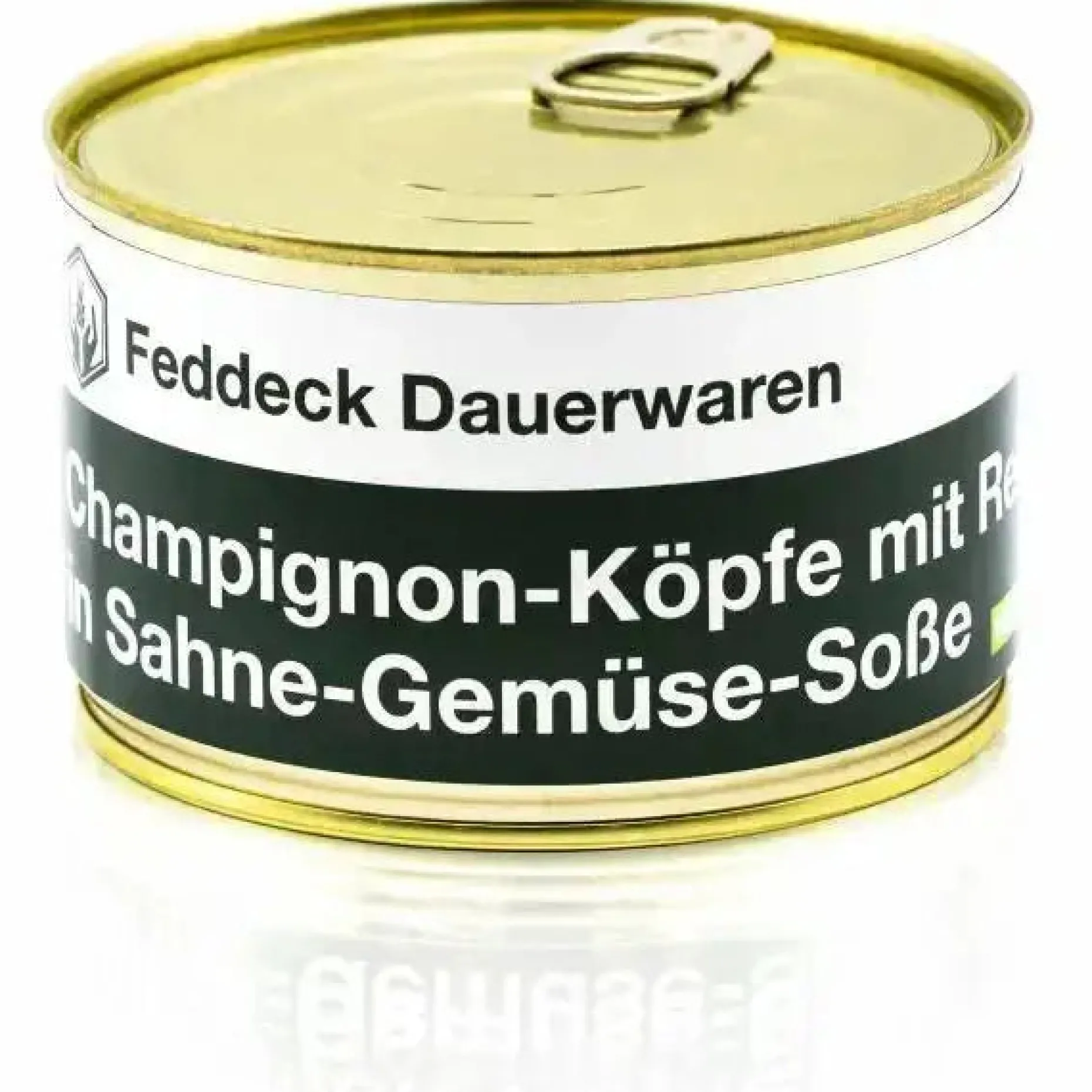 Feddeck Dauerwaren - Fertiggericht Dose Champignonköpfe mit Reis in Sahne-Gemüse-Soße 400 g