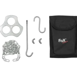 Fox Outdoor - Outdoor Dreibeinhalter Edelstahl mit Kette und Haken