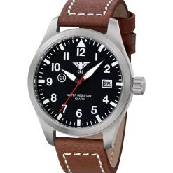 KHS - Armbanduhr Airleader Steel Büffellederband