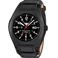 KHS - Armbanduhr Inceptor Black Steel Automatic Lederband G-Pad