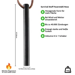 Survival Stuff - Feuerstahl HEXA mittel schwarz