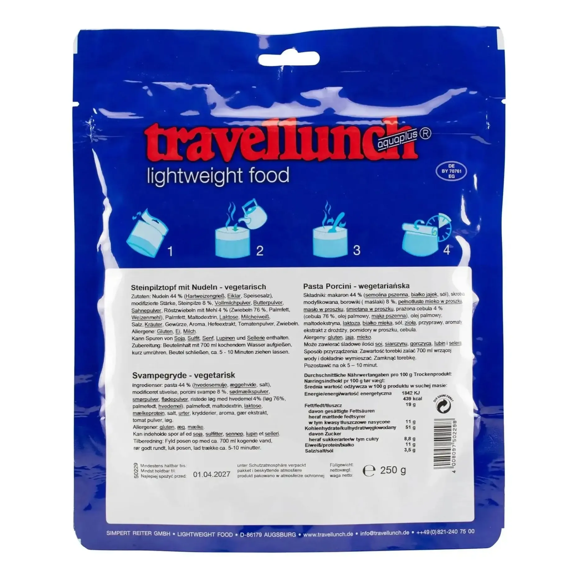 Travellunch - Steinpilztopf mit Nudeln vegetarisch 2er Packung
